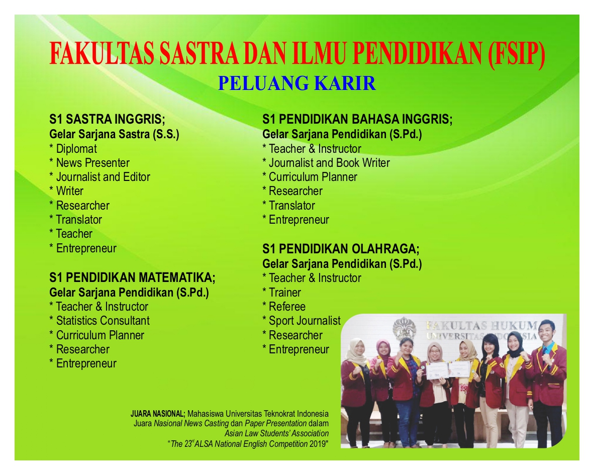 Peluang Karir (Fakultas Sastra dan Ilmu Pendidikan)