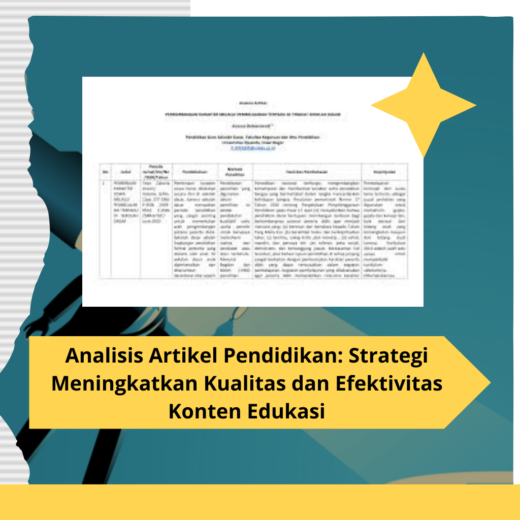Analisis Artikel Pendidikan: Strategi Meningkatkan Kualitas dan Efektivitas Konten Edukasi