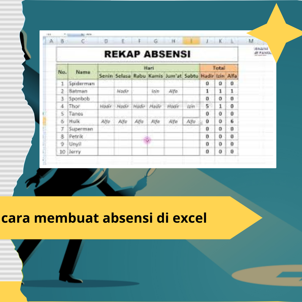 cara membuat absensi di excel