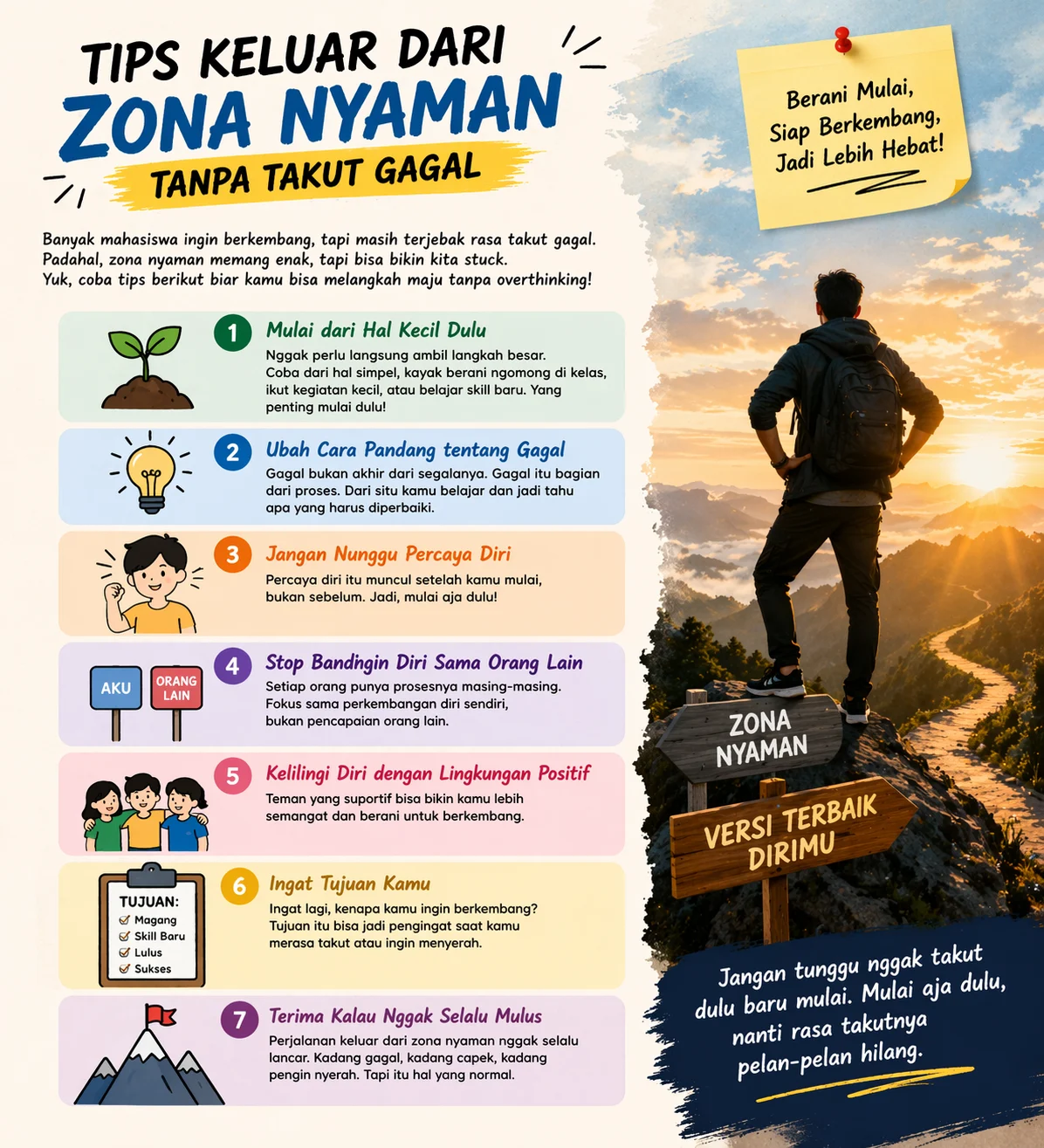 5 Kebiasaan Keluar dari Zona Nyaman Tanpa Rasa Takut Menurut Ilmu Psikologi