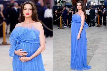 8 Foto Anne Hathaway Pamer Baby Bump Saat Premiere The Odyssey Di London, Tampil Anggun Dengan Gaun Biru