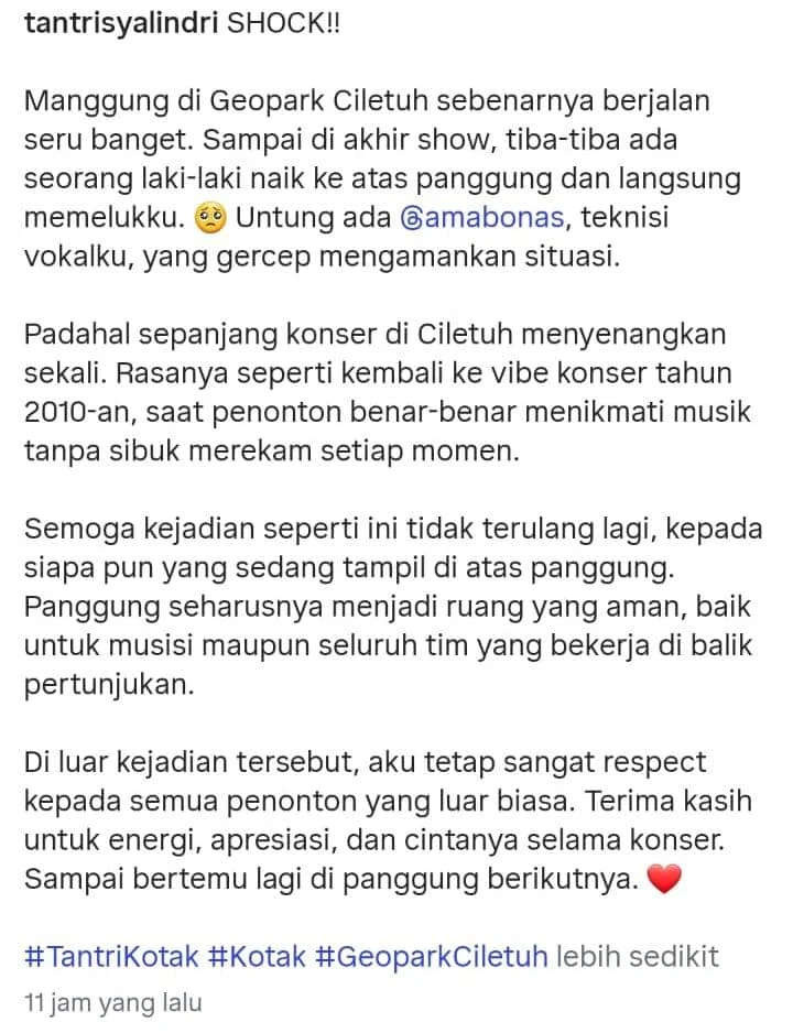 Kronologi Tantri Kotak tiba-tiba dipeluk pria tak dikenal saat manggung, sosok ini jadi penyelamat
