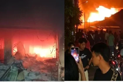 Tangis histeris Boru Tinjak, 3 kios jahit dan pesanan baju pengantin hangus terbakar di Pasar Nauli