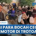 Video Aksi Sejumlah Bocah di Jakarta Barat Cegat Pemotor di Trotoar, Minta Pengendara Putar Balik